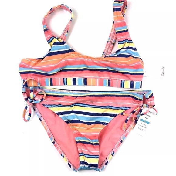 Splendid Girl’s Size 16 Pink Striped Bikini Set